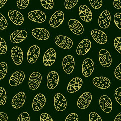 Easter seamless pattern with hand drawn eggs. Doodle. Vector illustration. EPS 10