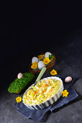 Spring egg salad chives and delicious mayonnaise.