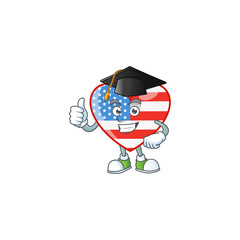 A happy character of independence day love in a black Graduation hat