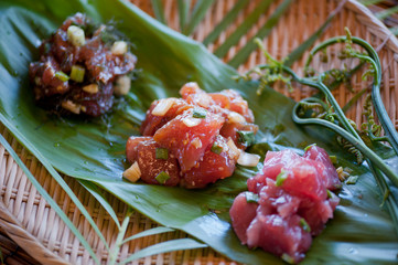 Fresh Ahi Poke, Hawaiian Food, Sashimi, Raw Fish