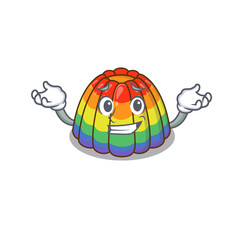 cute Grinning rainbow jelly mascot cartoon style