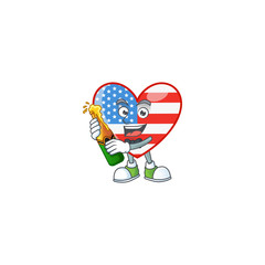 mascot cartoon design of independence day love having a bottle of beer