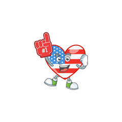 A cartoon design of independence day love holding a Foam finger
