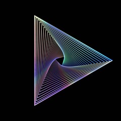  triangle with spectrum colors on a black background,holographic geometric figure, abstract geometric background from a triangle,