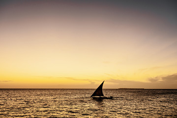 Obraz na płótnie Canvas Sunset Dhow Zanzibar