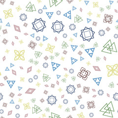 Colorful pattern with different shapes objects. Texture background for textile, print, paper, fabric background, wallpaper