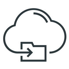 file sharing cloud black line icon on white background	