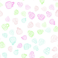 Coffee seamless vector pattern for Cup mug, restaurant or cafe menu design. 