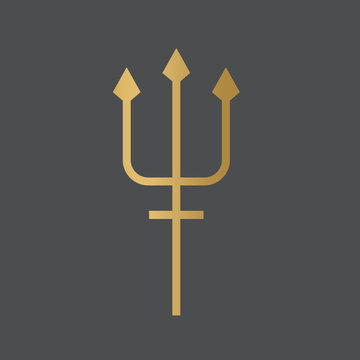 golden trident icon- vector illustration