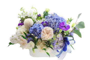 A bouquet of flowers white blackground with path