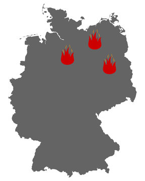 Karte von Deutschland und Feuersymbol