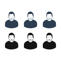 Emotional Face Reaction Icon Set. Flat style vector EPS.