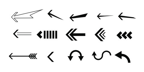 Arrows black set icons vector set collections. Arrow Cursor Modern simple illustration