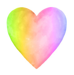 Watercolor Style Rainbow Heart Isolated on a White Background. LGBT  Symbol. Simple  Illustration with Big Painted Heart ideal for Card, Wall Art, Poster. Funny Valentine's Day Print. 