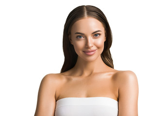 Beautiful woman healthy skin natural make up 