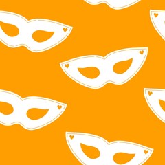 Carnival mask vector seamless patterns. Colorful patterns in red, yellow and teal colors. 