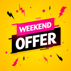 Vector illustration weekend offer label. Modern dynamic sales banner.