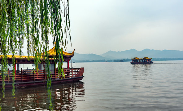 Painting barge in West Lake Scenic Area, Hangzhou, Zhejiang