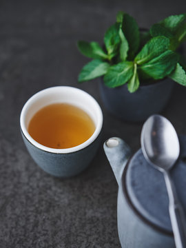 Tea with ginger and mint