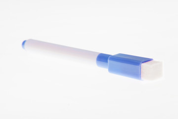 Blue pen isolated on the white background