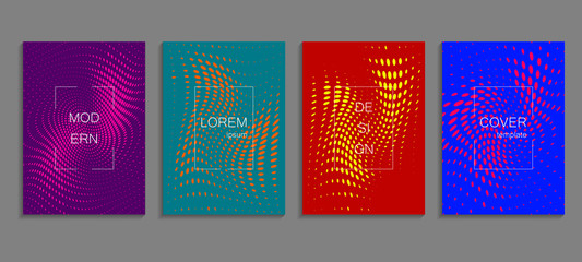 Minimal abstract vector halftone cover design template. Future geometric gradient background. Vector templates for placards, banners, flyers, presentations and reports