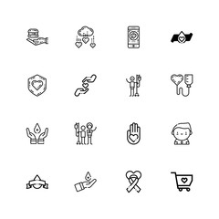 Editable 16 volunteer icons for web and mobile