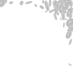 European Union Euro coins falling. Scattered black