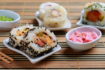 Sushi set on the table.