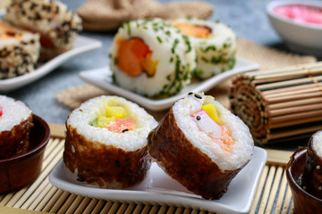 Sushi set on the table.