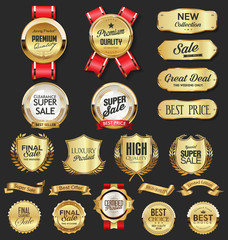 Retro vintage golden badges and labels