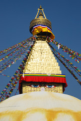 Boudhanath Stupa (or Bodnath Stupa) is the largest stupa in Nepal and the holiest Tibetan Buddhist temple outside Tibet.