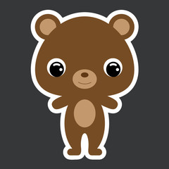 Obraz na płótnie Canvas Children's sticker of cute little bear. Forest animal. Flat vector stock illustration