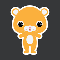 Children's sticker of cute little hamster. Flat vector stock illustration