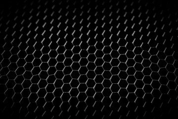 Hexagonal dark grey, black background texture