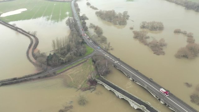 Atcham Bridge over River Severn in Flood