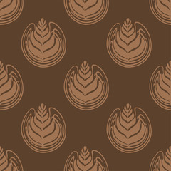 Botanical arts on the coffee surface. Seamless pattern