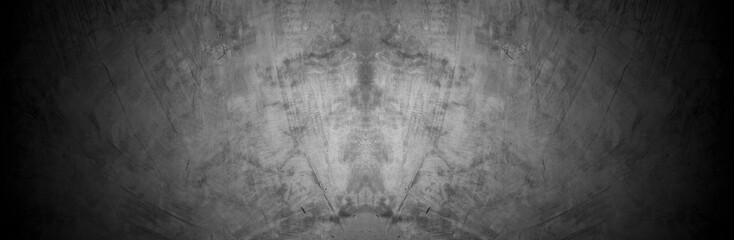 Naklejka premium Old wall texture cement dark black gray panorama background abstract grey color design are light with white gradient background.
