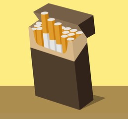 One cigarette packs with cigarettes.