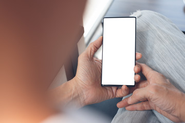 Mockup man using smartphone