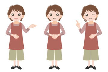 エプロンの女性