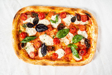 tasty pizza margaretha , top view