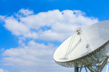 Observatory radio telescope under the blue sky in Shanghai.