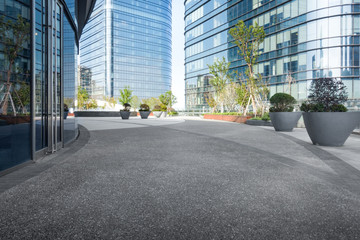 modern building with empty road floor