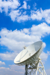 Observatory radio telescope under the blue sky in Shanghai.