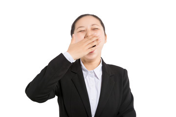 Modern business woman in the office with copy space