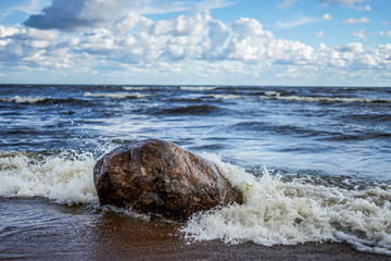 stone and wave on the seashore