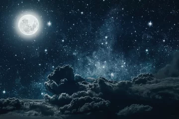  achtergronden nachtelijke hemel met sterren en maan en wolken. Elementen van deze afbeelding geleverd door NASA © vovan