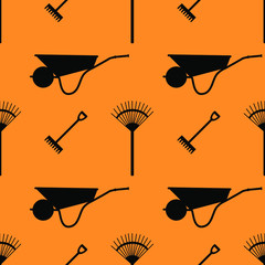 Gardening tools icons, seamless pattern.