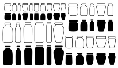Set of different jars. Flat style icons.