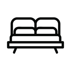 bed icon vector illustration. Vector double bed line icon. Symbol and sign illustration design. Isolated on white background